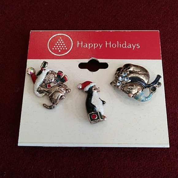 Christmas Themed Pins and Brooches lot of Twelve (12) Pieces Santa Angel Tweety - Picture 2 of 6